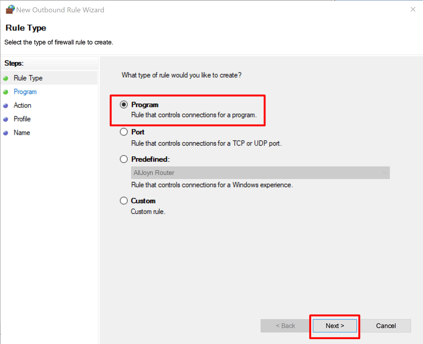 Block a Program using firewall