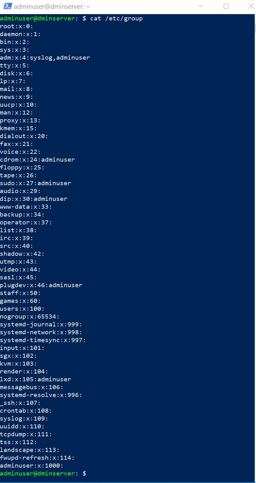 group overview in linux