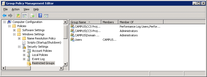 Group policy management editor