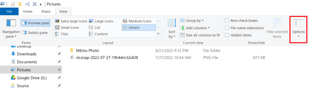 click on the options.