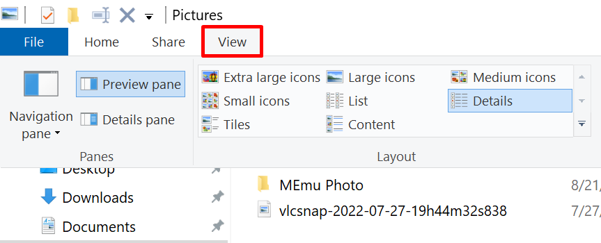 click on the view button