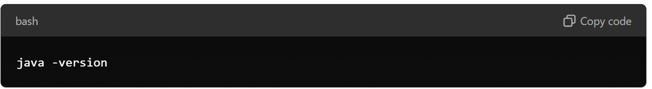To verify the installation, check the Java version